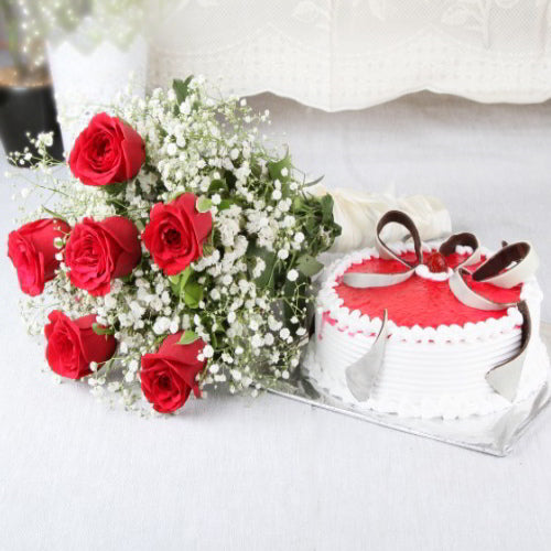 Glorious Flower And Cake Combo | Flowers, Cakes