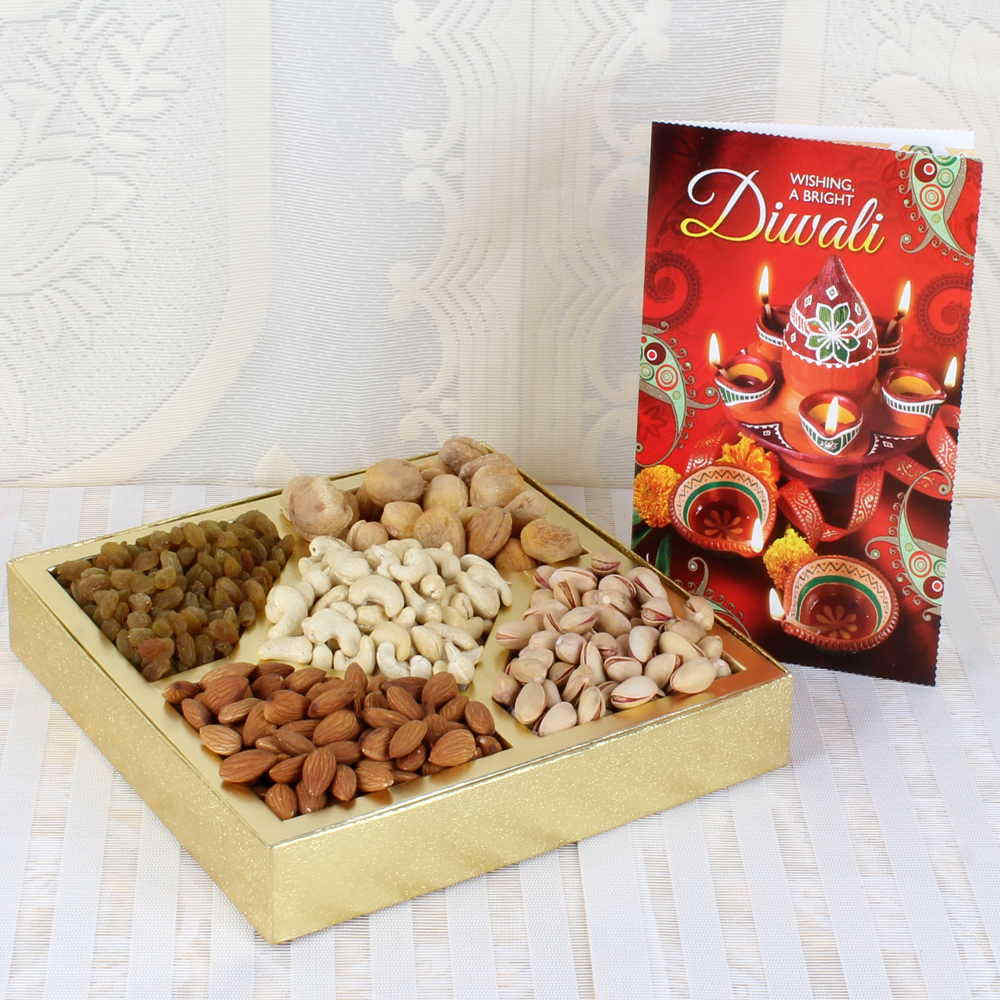 Fruitri Handmade Dry Fruit Gift Boxes with Dry Fruits, Almond, Cashew,  Pistachios, Walnut - 4 Part, Mix Dry Fruits Pack, Diwali dryfruit Gift Box,  Combo Dry Fruits, 150g X 4) : Amazon.in: