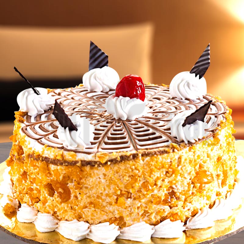 Eggless Butterscotch Layered Cake - Bake with Shivesh