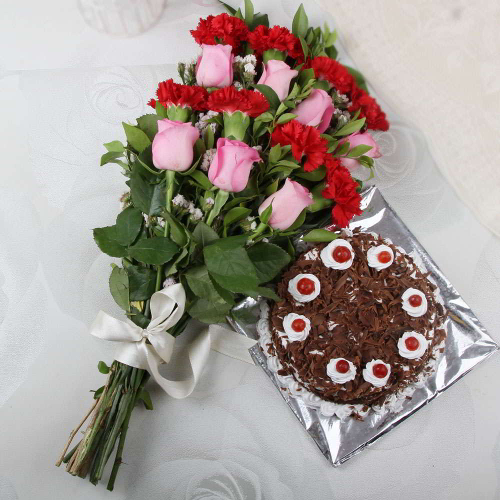 Combo with Flower and Cake | Send Gifts to Bangladesh | Utshob.com