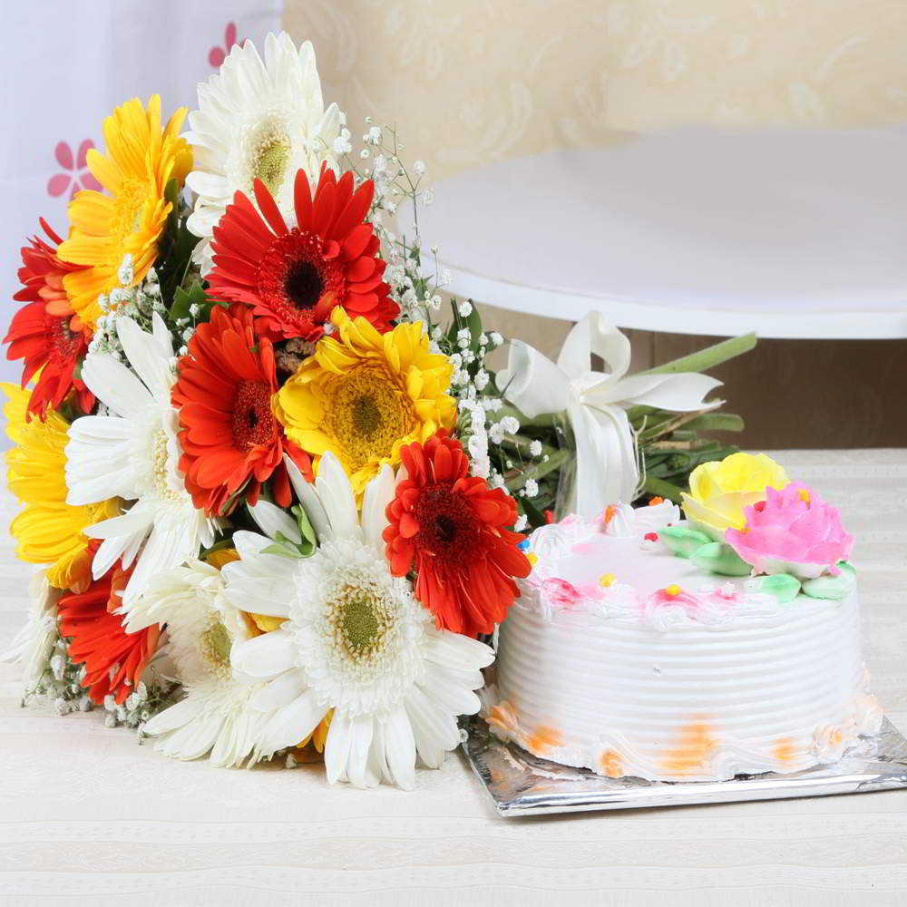 Chocolate Cake with Flowers Combo - Gifts Destination — giftsdestination